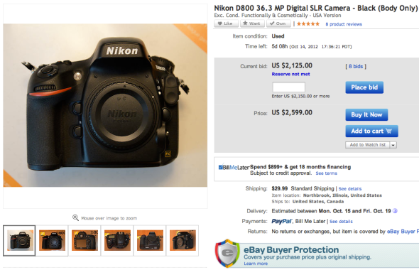 Nikon D800 bei ebay.com